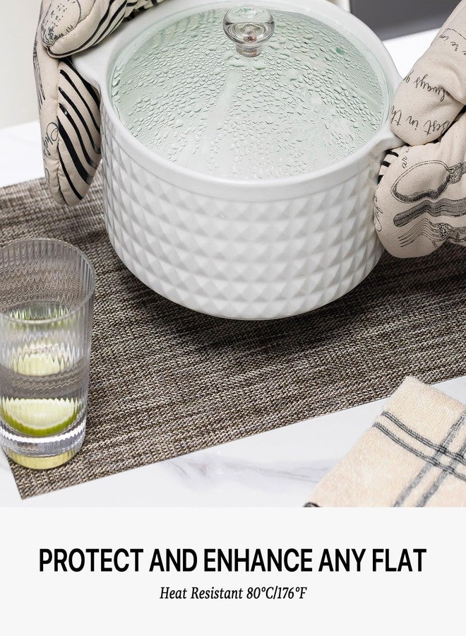 LEXMORE Placemats Set of 4 Vinyl/Plastic Woven Place Mats for Kitchen Table Indoor/Outdoor Washable Placemat Wipeable Dining Table Mats(Cappuccino) - Image 5